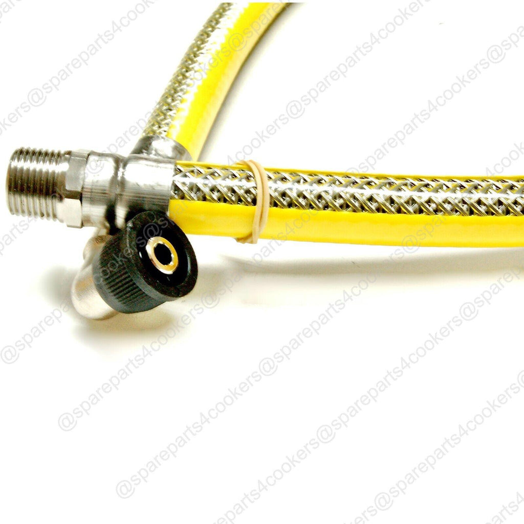 GAS COOKER HOSE+BAYONET + CHAIN KIT 1250mm x 1/2" Micropoint - EN14800 NG + LPG - spareparts4cookers.com